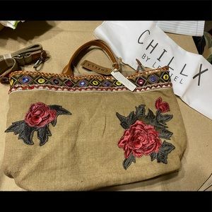 Chillx Rose Embroidered Tote Bag